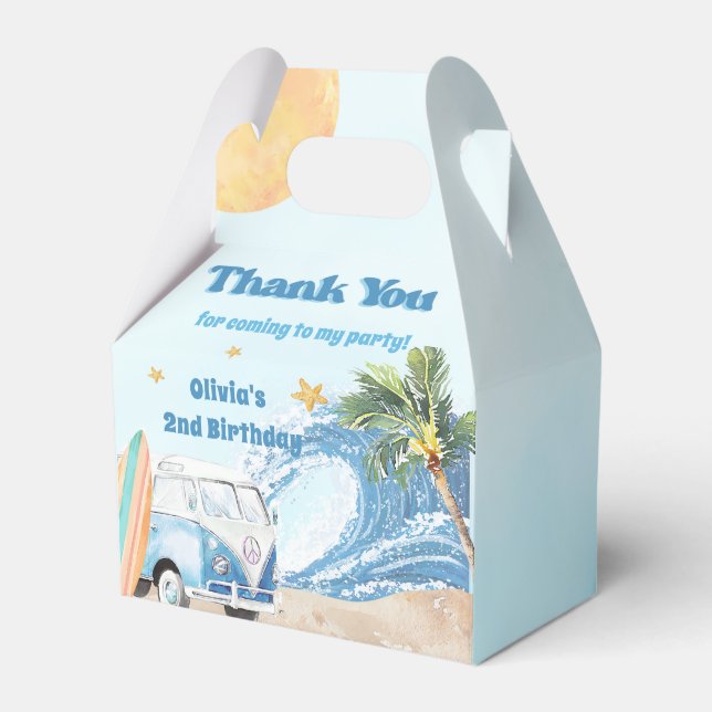 Summer Surf Birthday Party  Favour Box (Front Side)