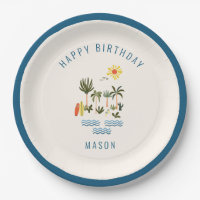 Summer Surf Birthday Party Paper Plate