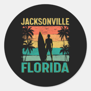 Summer Surf Vintage Florida Jacksonville Beach Sur Classic Round Sticker