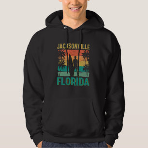 Summer Surf Vintage Florida Jacksonville Beach Sur Hoodie