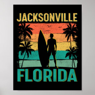 Summer Surf Vintage Florida Jacksonville Beach Sur Poster