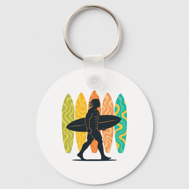 Summer Surfboarder Wave Surfing Surfboard Beach Su Key Ring (Front)