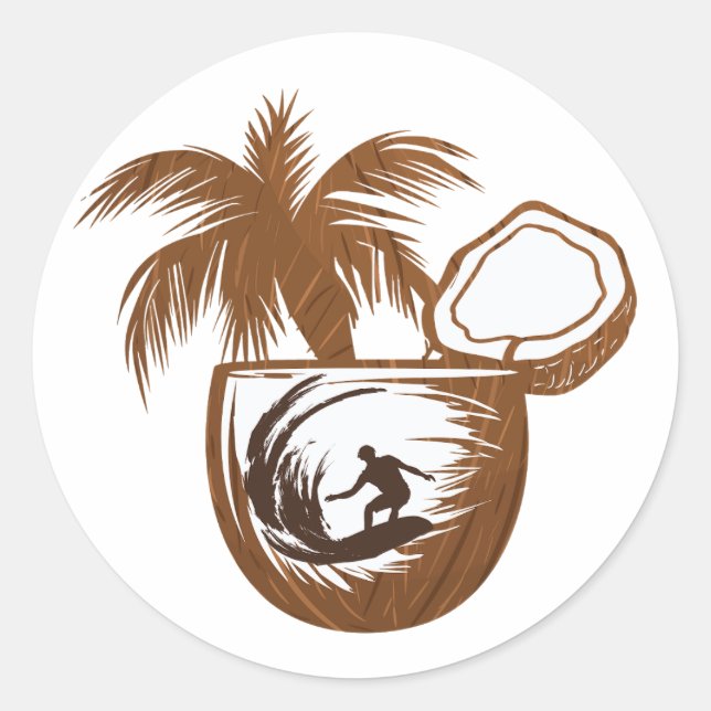 Summer Surfer Classic Round Sticker (Front)