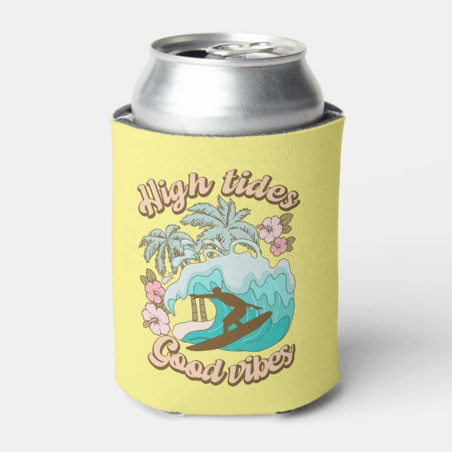 Summer Surfer Good Vibes Can Cooler (Can Front)