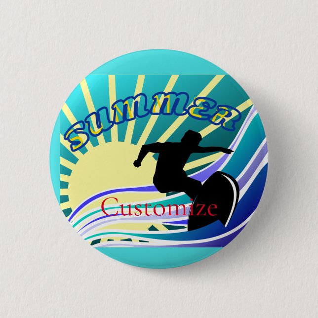 Summer Surfing Fun Thunder_Cove 6 Cm Round Badge (Front)