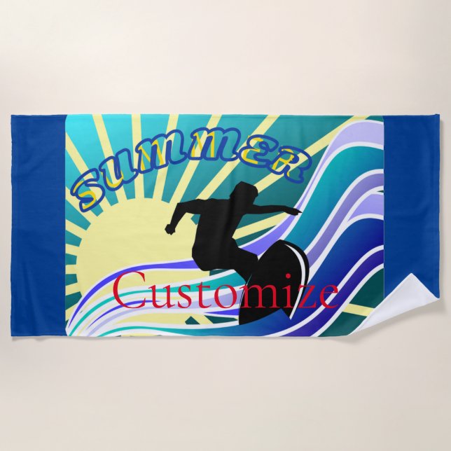 Summer Surfing Fun Thunder_Cove Beach Towel (Front)