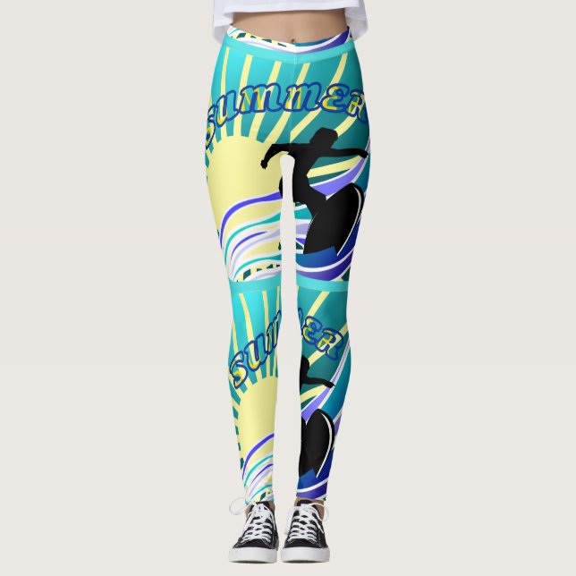Summer Surfing Fun Thunder_Cove Leggings (Front)