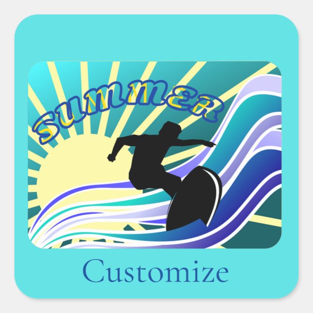 Summer Surfing Fun Thunder_Cove Square Sticker (Front)