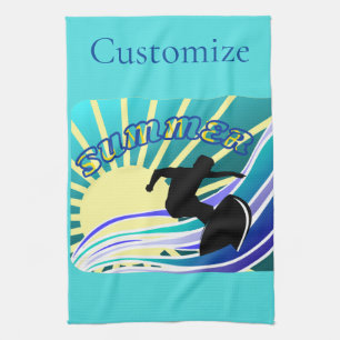 Summer Surfing Fun Thunder_Cove Tea Towel