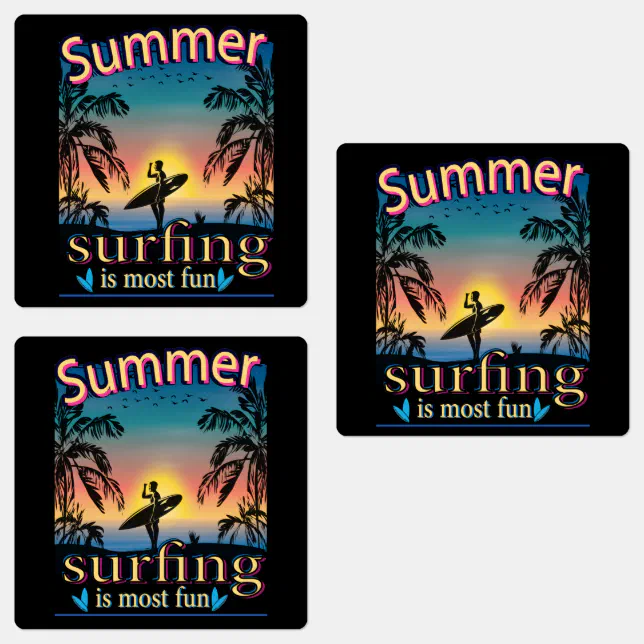 Summer - Surfing Is Most Fun Labels | Zazzle