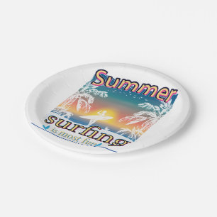 Summer - Surfing Is Most Fun Paper Plate