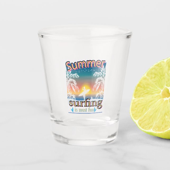 Summer - Surfing Is Most Fun Shot Glass (Front)