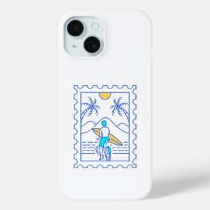 Summer Surfing Postal Stamp 1 iPhone 15 Case