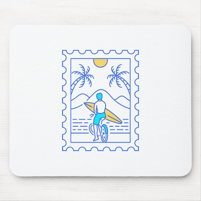 Summer Surfing Postal Stamp 1 Mouse Pad (Front)