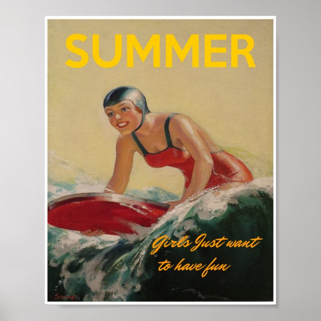 Summer surfing poster 1930s (Front)