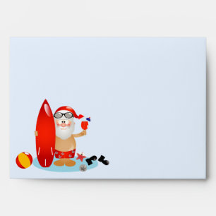 Summer Surfing Santa Envelopes