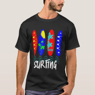 Summer Surfing Surf Boards Colourful Graphic T-Shirt