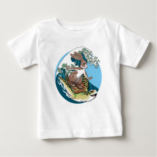 Summer Surfing - Turtle and Rabbit Illustration Baby T-Shirt