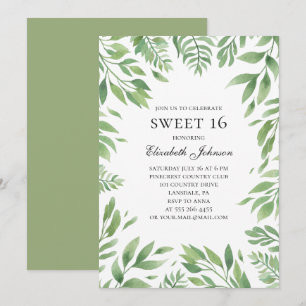 Summer Sweet 16. Botanical garden 16th birthday Invitation