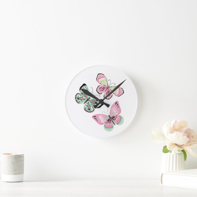 Summer Sweet Butterflies Round Clock (Home)