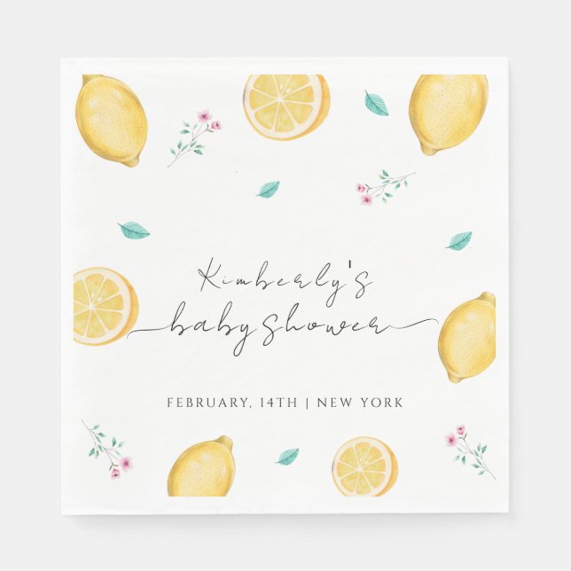 Summer Sweet Lemon Citrus Fruit Baby Shower  Napkin (Front)