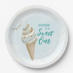 Summer Sweet One Icecream First Birthday Paper Plate