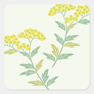 Summer Sweet Soft Green Bloom Floral Square Sticker