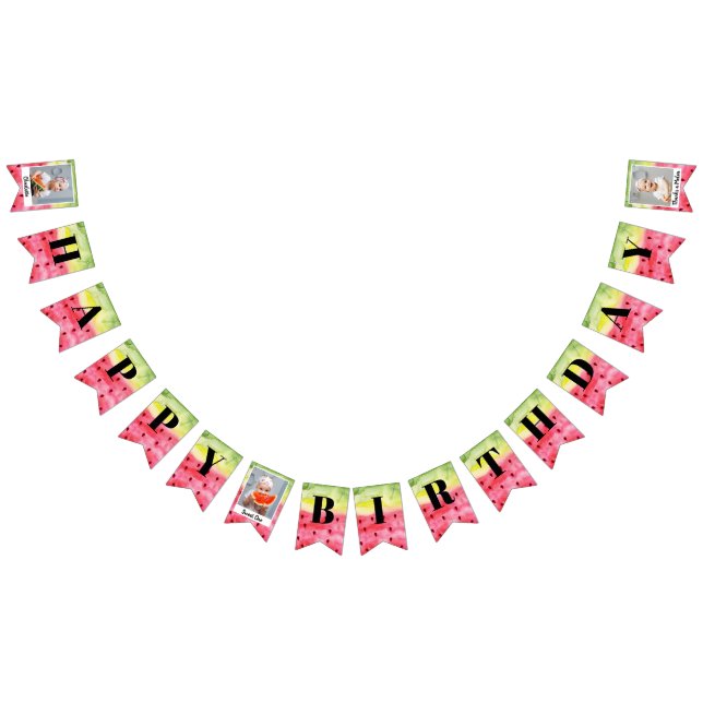 Summer Sweet Watermelon Birthday 3 Photo Bunting (All)