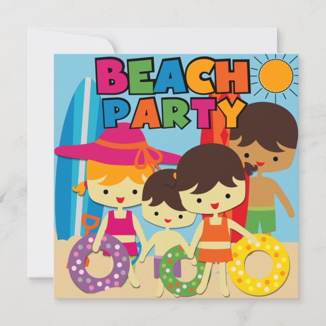 Summer Swimming Pool Beach Birthday Invitations (Front)