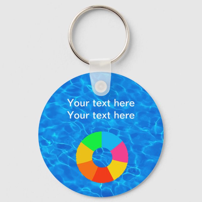 Summer Swimming Pool Float Theme Keychain (Front)