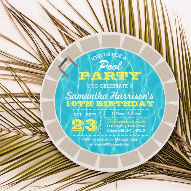 Summer Swimming Pool Party Any Age Birthday Invitation (Creator Uploaded)