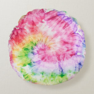 Summer Swirls: Pastel Tie-Dye Pattern Round Cushion