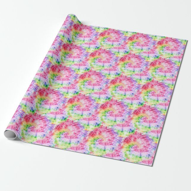 Summer Swirls: Pastel Tie-Dye Pattern Wrapping Paper (Unrolled)