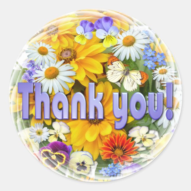 Summer Symphony  "Thank You"  Classic Round Sticker (Front)
