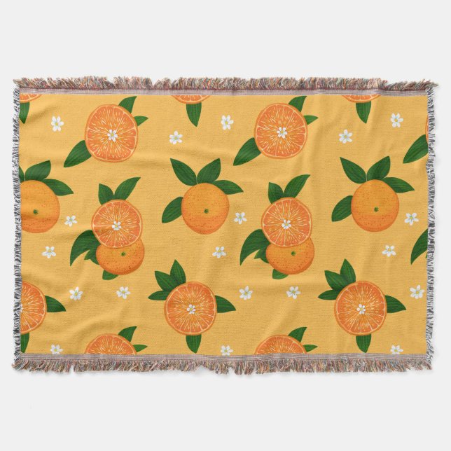 Summer Tangerines Throw Blanket (Front)