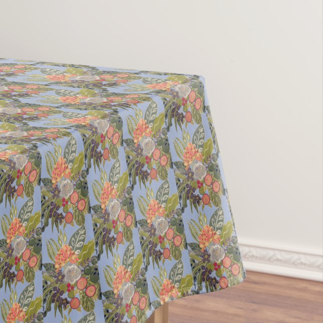 Summer Tapestry Flowers on Sky Blue Tablecloth (In Situ)