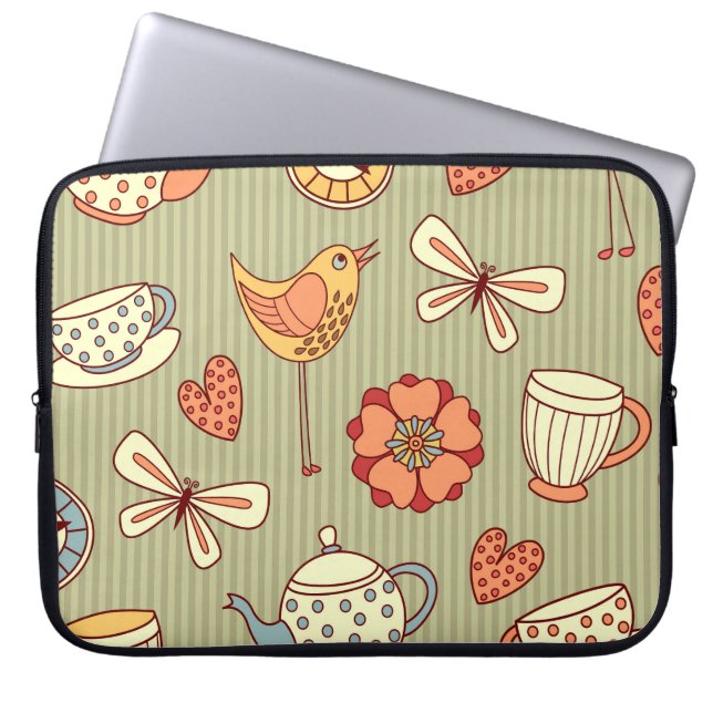Summer Tea Party: Seamless Pattern Laptop Sleeve (Front)