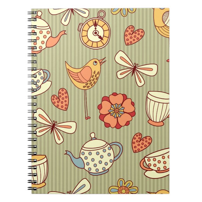 Summer Tea Party: Seamless Pattern Notebook (Front)