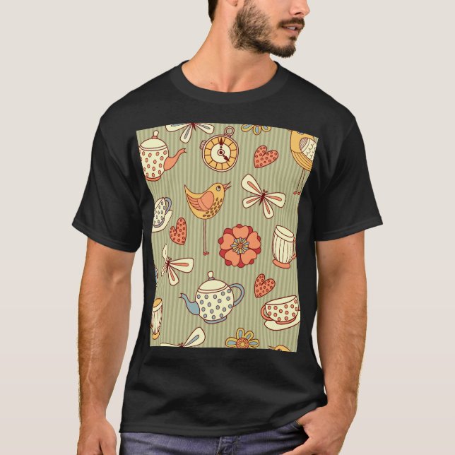 Summer Tea Party: Seamless Pattern T-Shirt (Front)