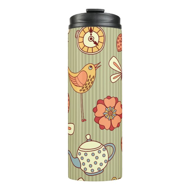 Summer Tea Party: Seamless Pattern Thermal Tumbler (Front)