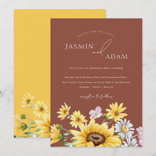 Summer Terracotta Sunflower Floral Wedding Invitation