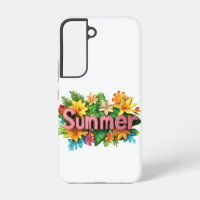 Summer Text - Colorful Summer Flowers Illustration