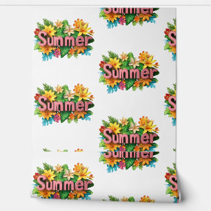 Summer Text - Colorful Summer Flowers Illustration Wallpaper