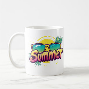 Summer Text - Colorful Summer Sunglasses Coffee Mug