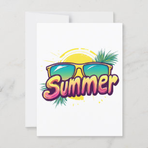Summer Text - Colorful Summer Sunglasses Postcard