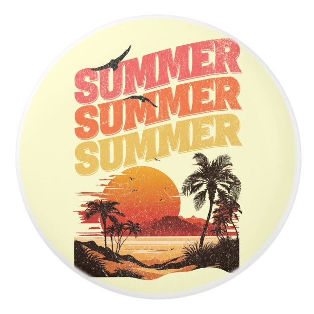 Summer text design ceramic knob (Front)