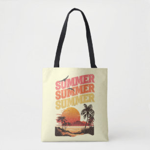 Summer text design tote bag