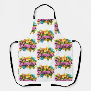 Summer Text with Flowers Apron