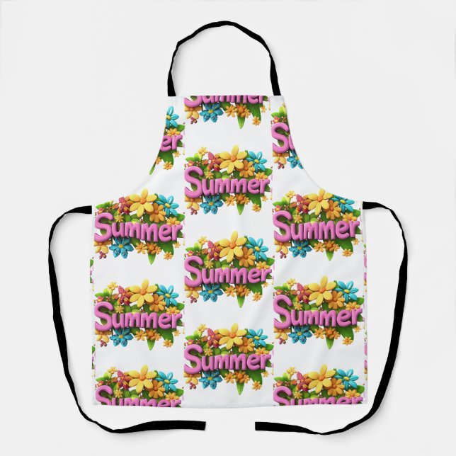 Summer Text with Flowers Apron (Front)