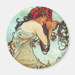 Summer, The Seasons, Mucha Magnet
